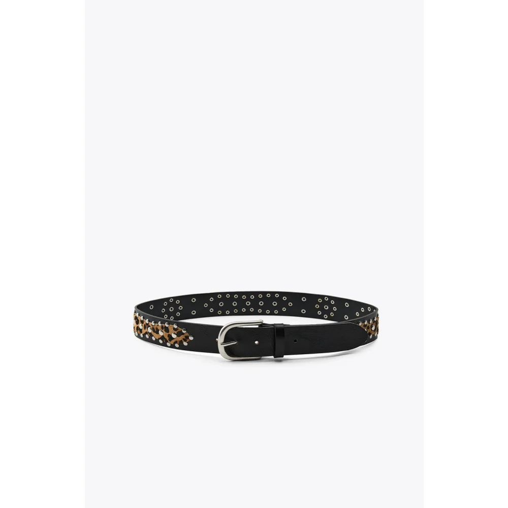 Zara Animal Print Leather Belt Size 32 US